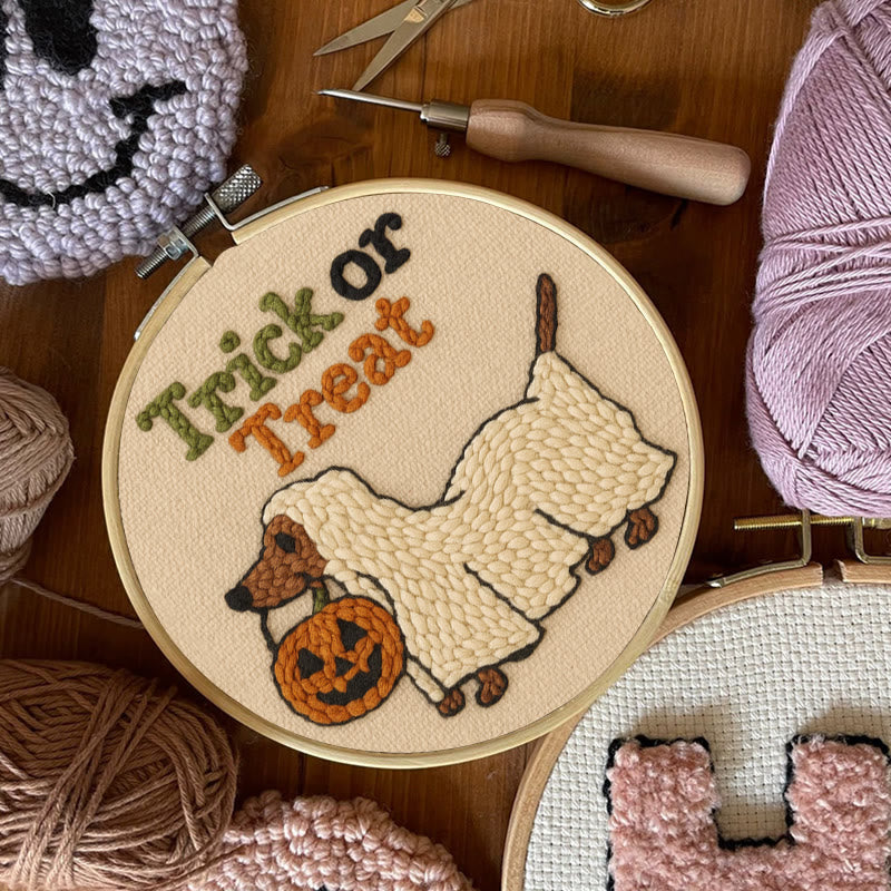 Trick Dog Punch Needle Kit - Creative Ghost Craft | Spooky Halloween Decoration - image 7