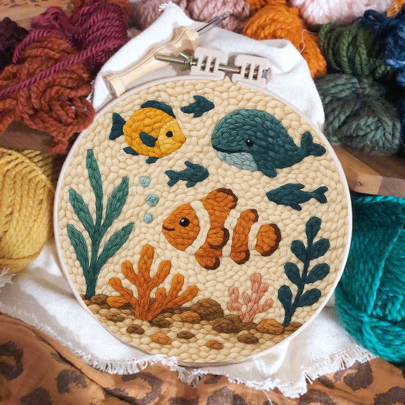 Clownfish Punch Needle Kit - Lovely Animal Craft | Diy Wall Hanging Art - image 1