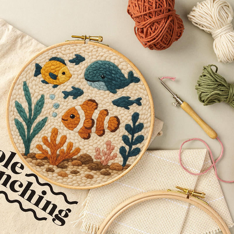 Clownfish Punch Needle Kit - Lovely Animal Craft | Diy Wall Hanging Art - image 4