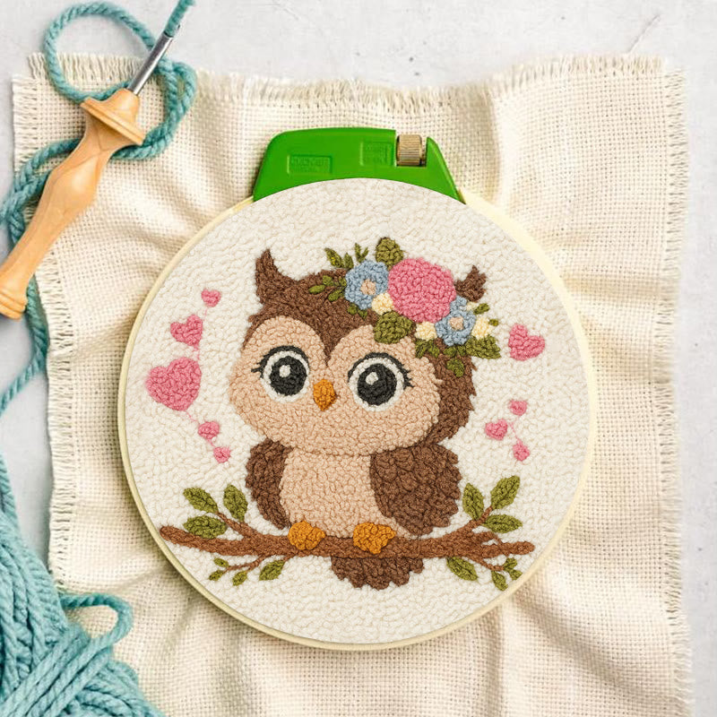 Floral Owl Punch Needle Kit - Adorable Animal Art  | Nice Handmade Gift For Her - image 3