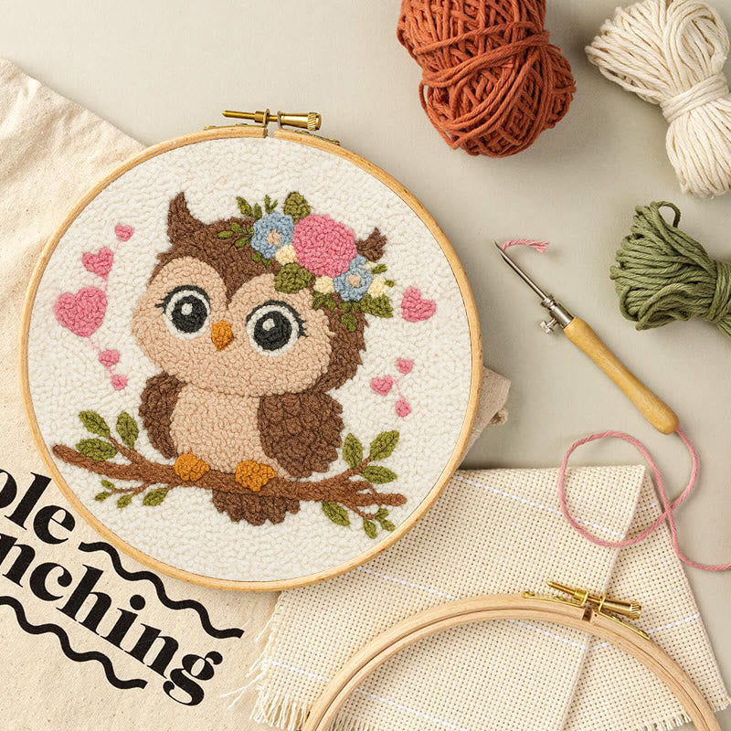 Floral Owl Punch Needle Kit - Adorable Animal Art  | Nice Handmade Gift For Her - image 2