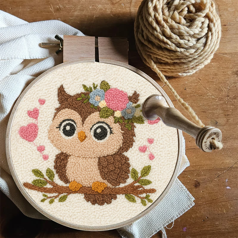 Floral Owl Punch Needle Kit - Adorable Animal Art  | Nice Handmade Gift For Her - image 6