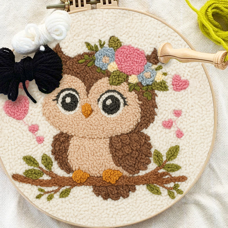 Floral Owl Punch Needle Kit - Adorable Animal Art  | Nice Handmade Gift For Her - image 7