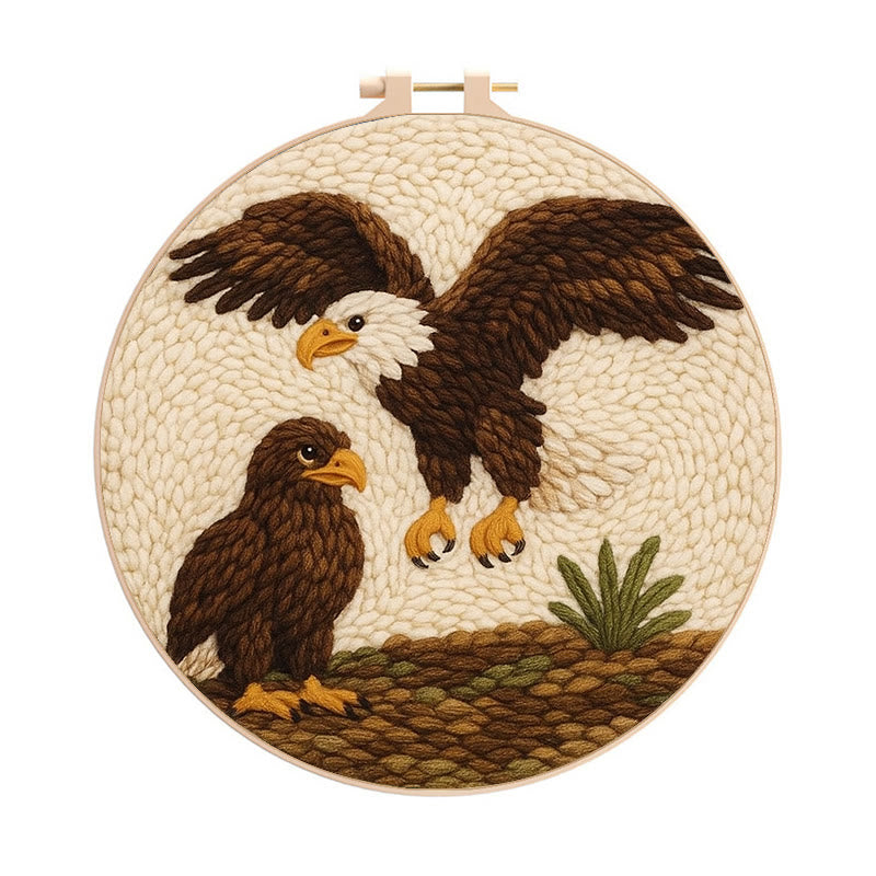 Fierce Eagle Punch Needle Kit - Diy Animal Craft | Perfect Gift For Bird Lovers - 8 inch Hoop Kit - image 0