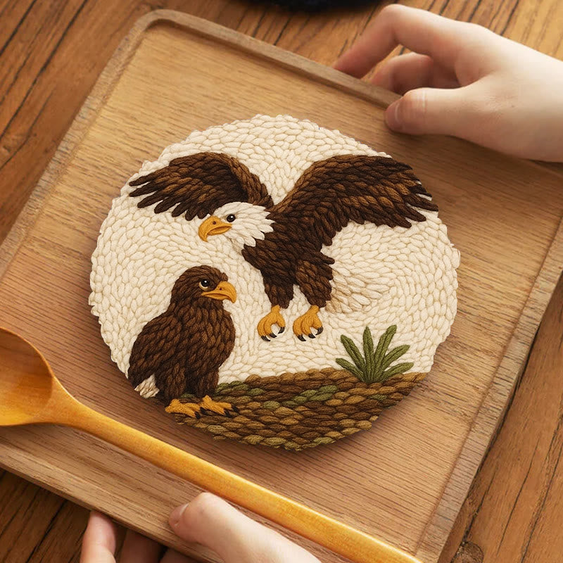 Fierce Eagle Punch Needle Kit - Diy Animal Craft | Perfect Gift For Bird Lovers - 5 inch Coaster Kit - image 7