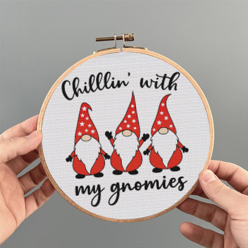 Cross Stitch Kit - Chill With Gnomies | Holiday Handmade Craft | Diy Christmas Gifts - image 6