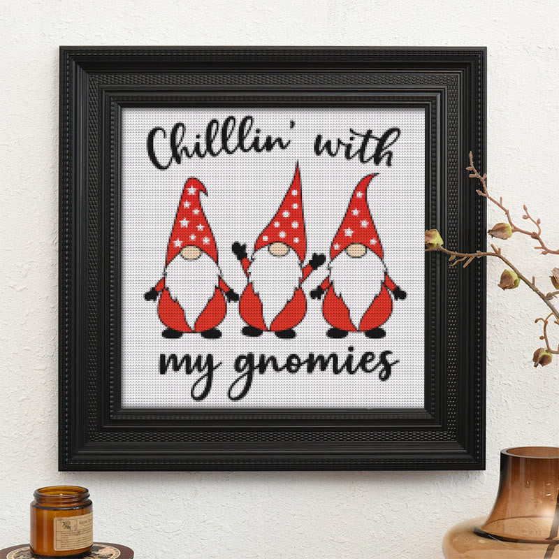  Cross Stitch Kit - Chill With Gnomies | Holiday Handmade Craft | Diy Christmas Gifts - image 9