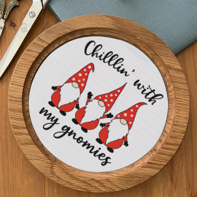  Cross Stitch Kit - Chill With Gnomies | Holiday Handmade Craft | Diy Christmas Gifts - image 7