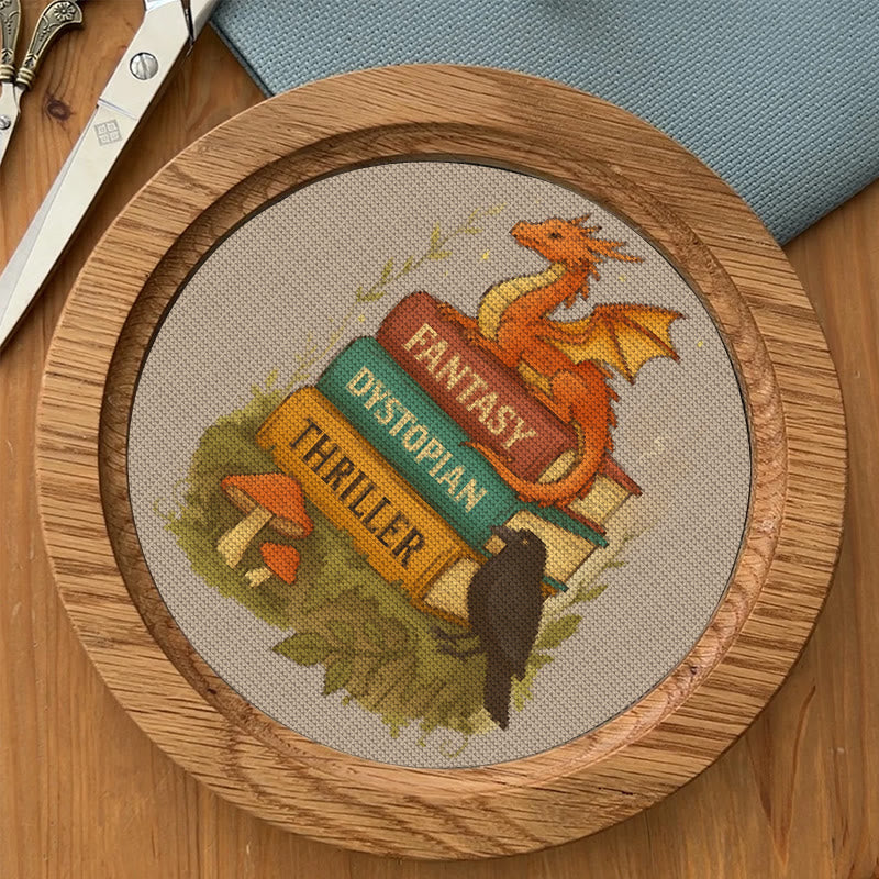  Cross Stitch Kit - Whimsical Dragon With Book | Fantasy Needlepoint | Nice Room Decor - image 7