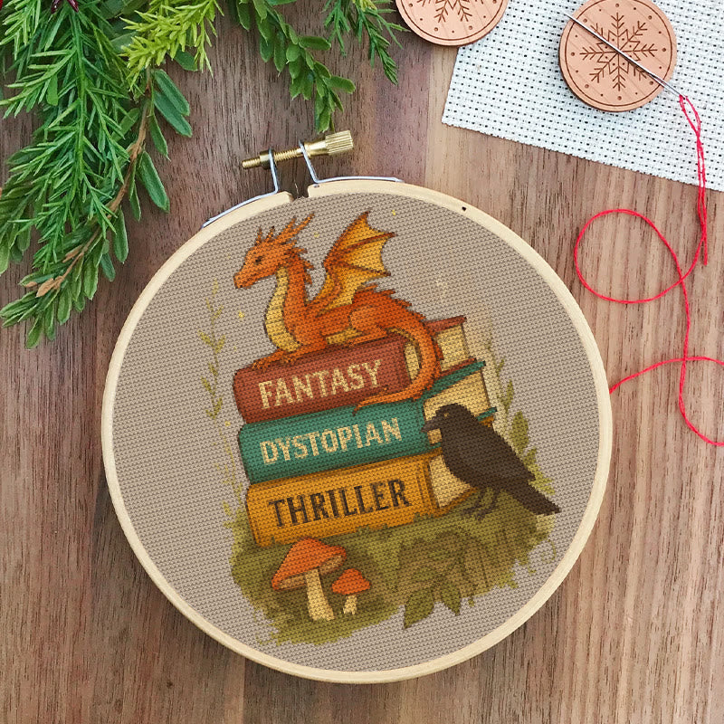  Cross Stitch Kit - Whimsical Dragon With Book | Fantasy Needlepoint | Nice Room Decor - image 6
