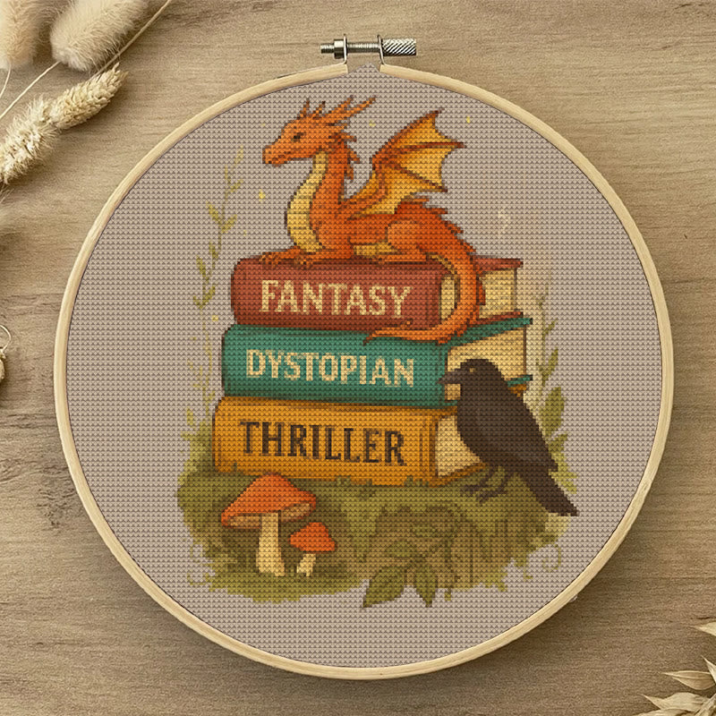  Cross Stitch Kit - Whimsical Dragon With Book | Fantasy Needlepoint | Nice Room Decor - image 2