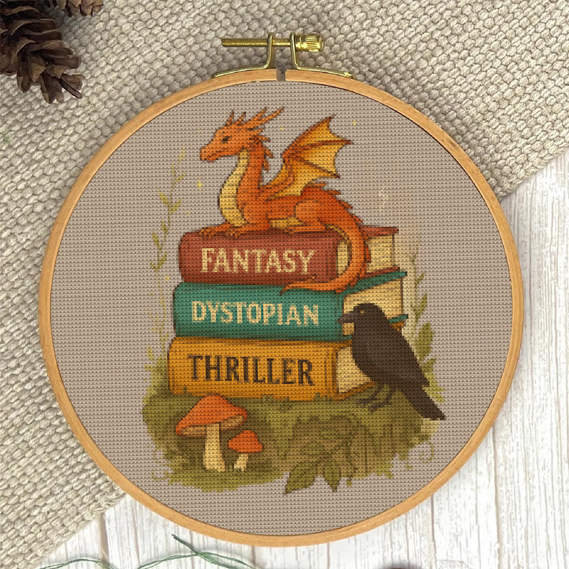  Cross Stitch Kit - Whimsical Dragon With Book | Fantasy Needlepoint | Nice Room Decor - image 4