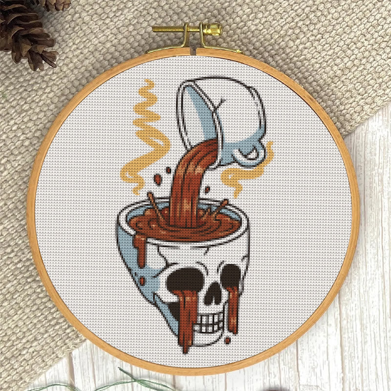  Cross Stitch Kit - Coffee Skull | Spooky Halloween Craft | Easy Stitch Artwork - image 5