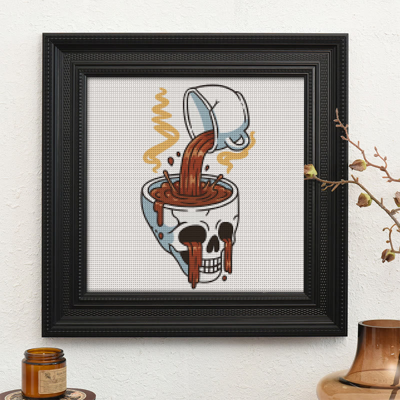  Cross Stitch Kit - Coffee Skull | Spooky Halloween Craft | Easy Stitch Artwork - image 9
