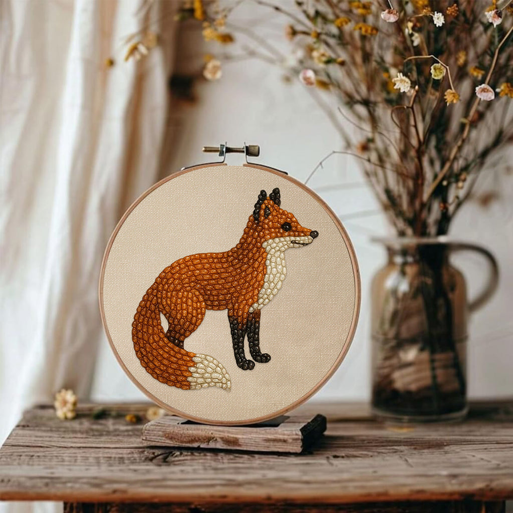 Rubbyoo Bead Embroidery Kit - Standing Fox | Diy Handmade Artwork | Easy Animal Craft For Aldult  - image 2