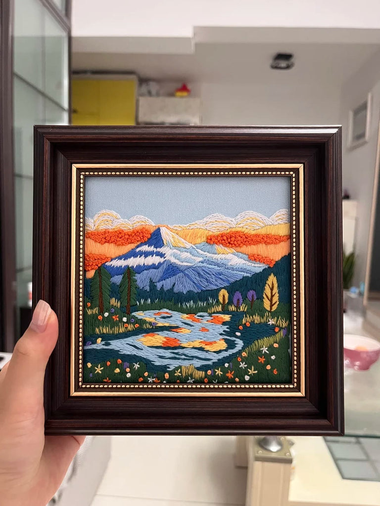 Rubbyoo Embroidery Kit - Scenery Series Needlecraft | Diy Home Decor | Unique Housewarming Gift - Mountain Lake - image 4