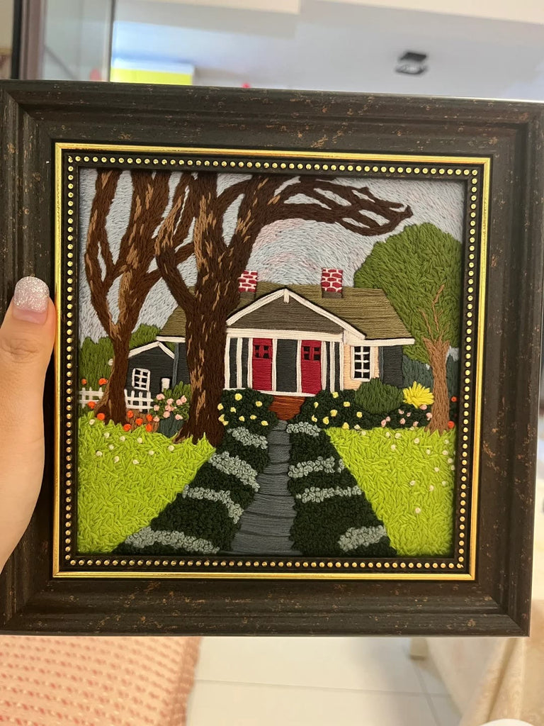 Rubbyoo Embroidery Kit - Scenery Series Needlecraft | Diy Home Decor | Unique Housewarming Gift - Mountain House - image 6