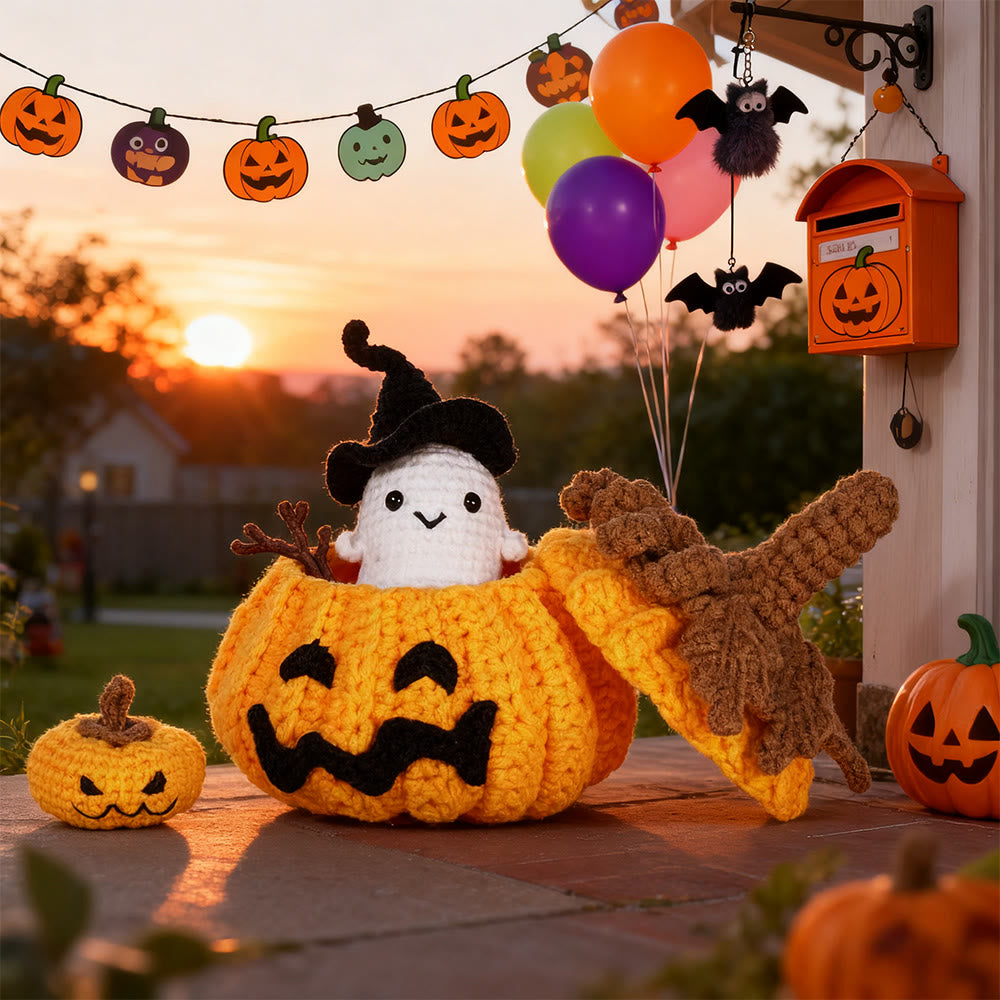Diy Handmade Halloween Series Crochet Kit - Beginner Handmade Toy | Perfect For Halloween Ornament - Pumpkin - image 0
