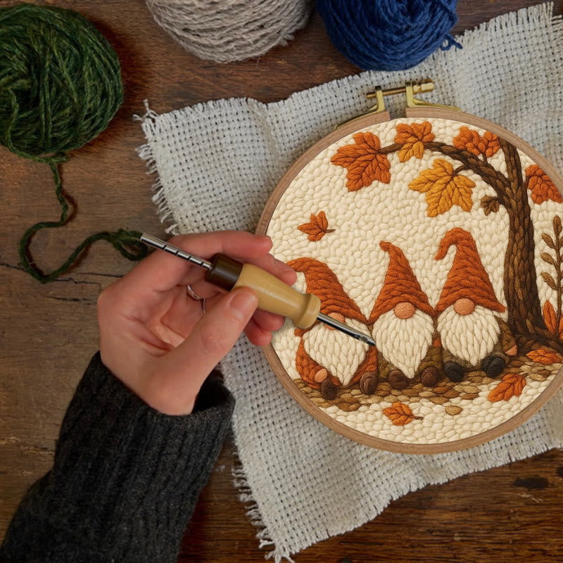   Gnomes Under The Tree Punch Needle Kit - Autumn Handmade Artwork | Diy Halloween Craft  - image 5
