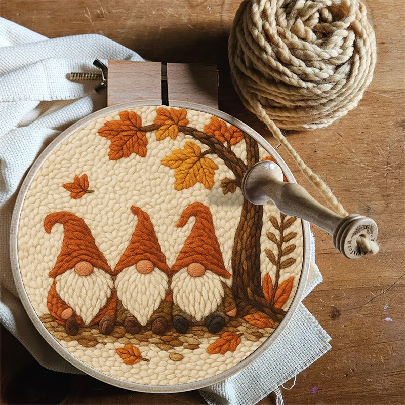   Gnomes Under The Tree Punch Needle Kit - Autumn Handmade Artwork | Diy Halloween Craft  - image 6