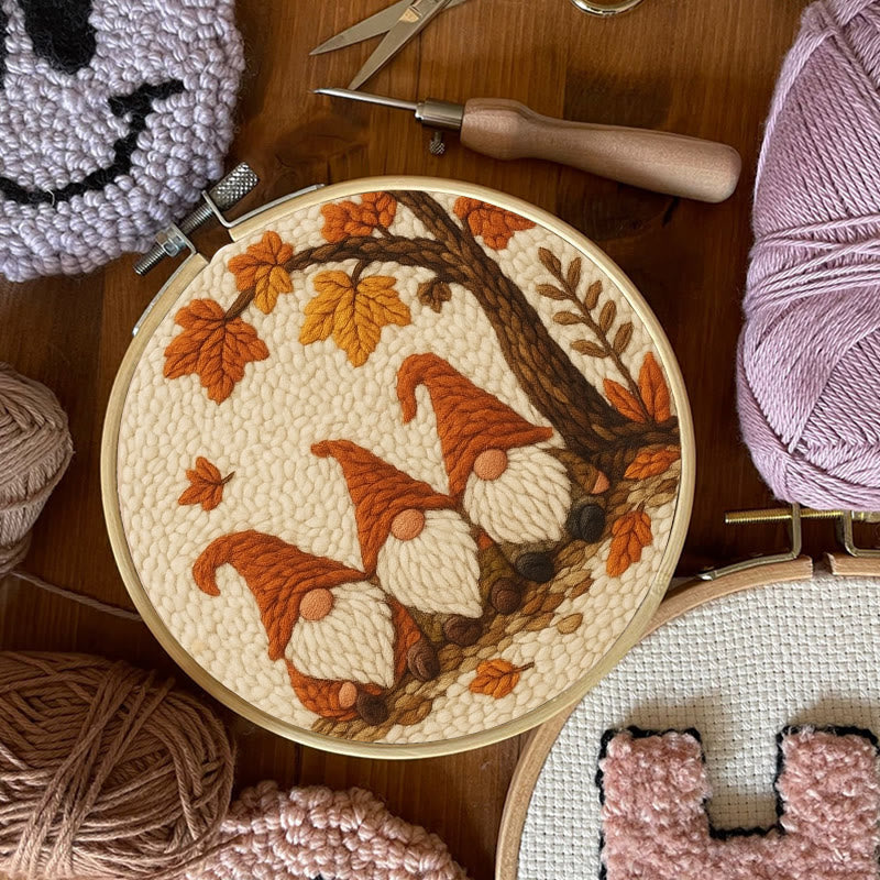   Gnomes Under The Tree Punch Needle Kit - Autumn Handmade Artwork | Diy Halloween Craft  - image 7