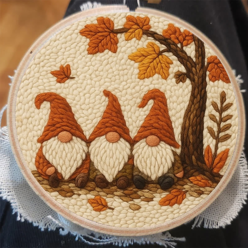   Gnomes Under The Tree Punch Needle Kit - Autumn Handmade Artwork | Diy Halloween Craft  - image 4