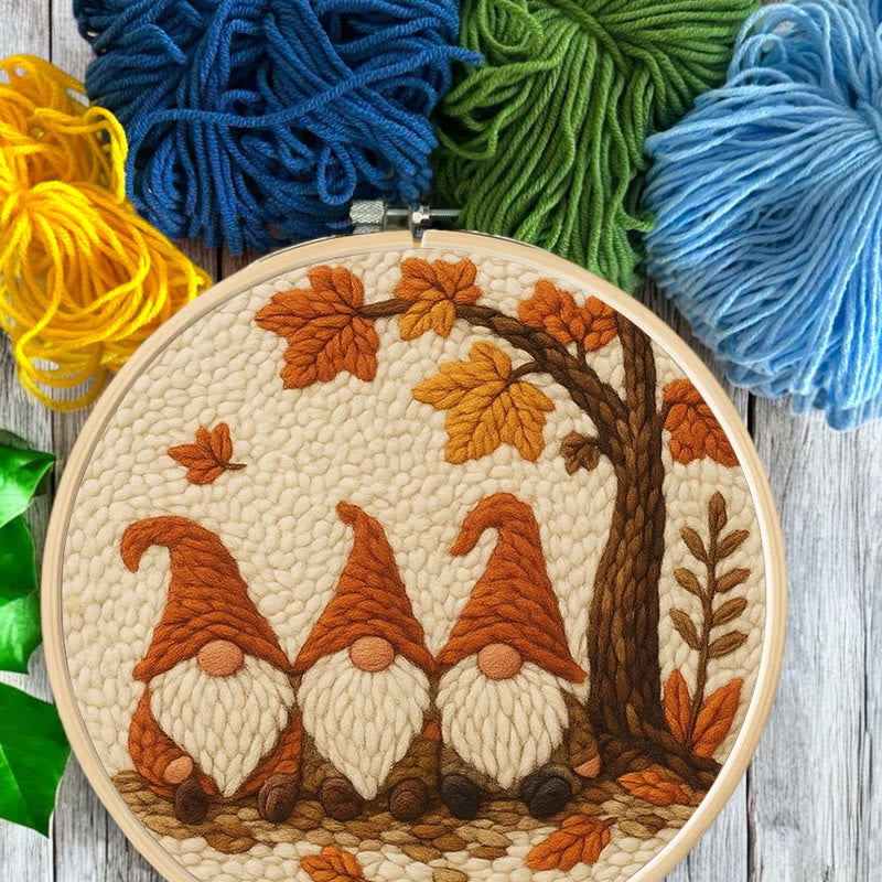   Gnomes Under The Tree Punch Needle Kit - Autumn Handmade Artwork | Diy Halloween Craft  - image 8