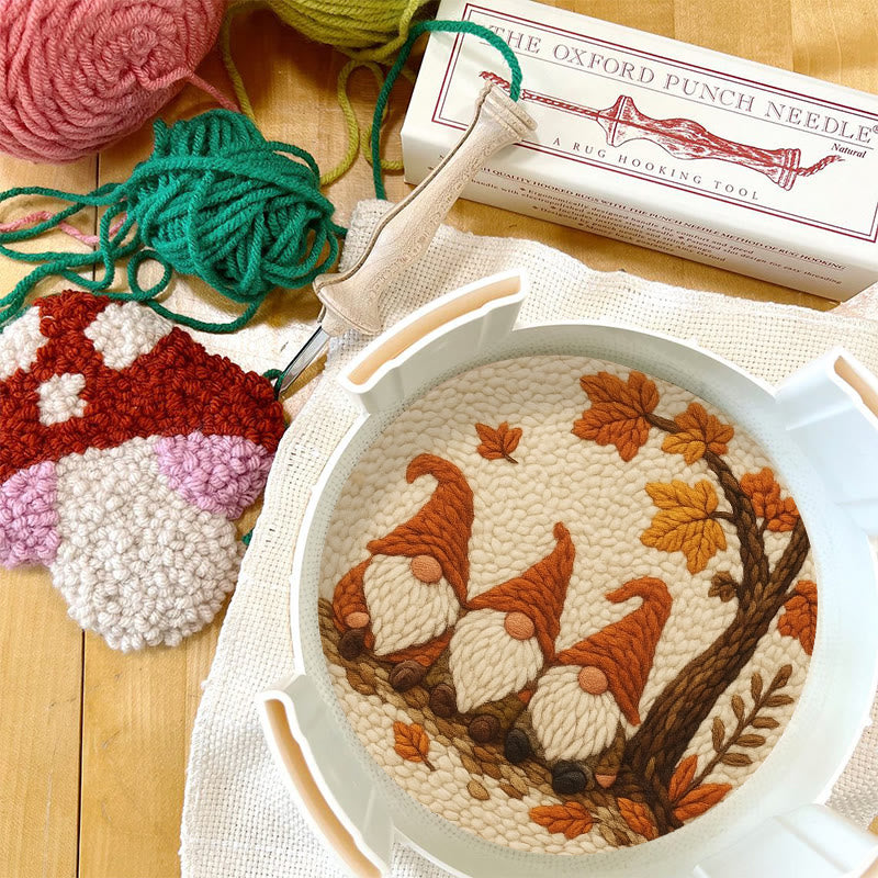   Gnomes Under The Tree Punch Needle Kit - Autumn Handmade Artwork | Diy Halloween Craft  - image 10