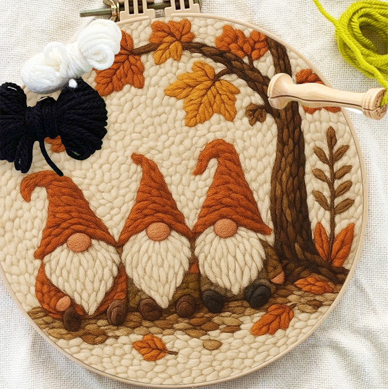   Gnomes Under The Tree Punch Needle Kit - Autumn Handmade Artwork | Diy Halloween Craft  - image 9