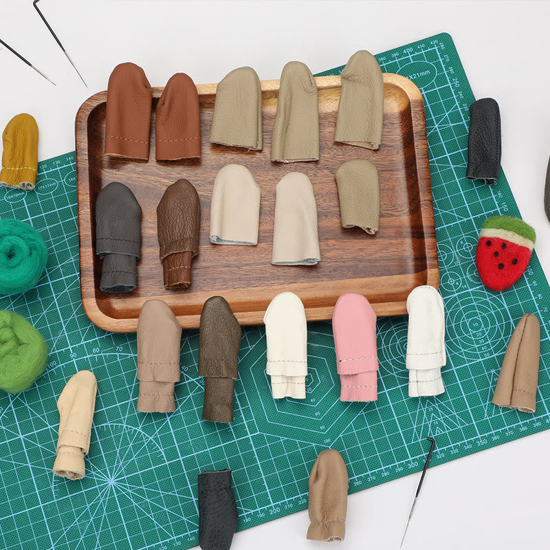 Pair of Craft Sewing Needle Felt Leather Finger Protectors - image 4