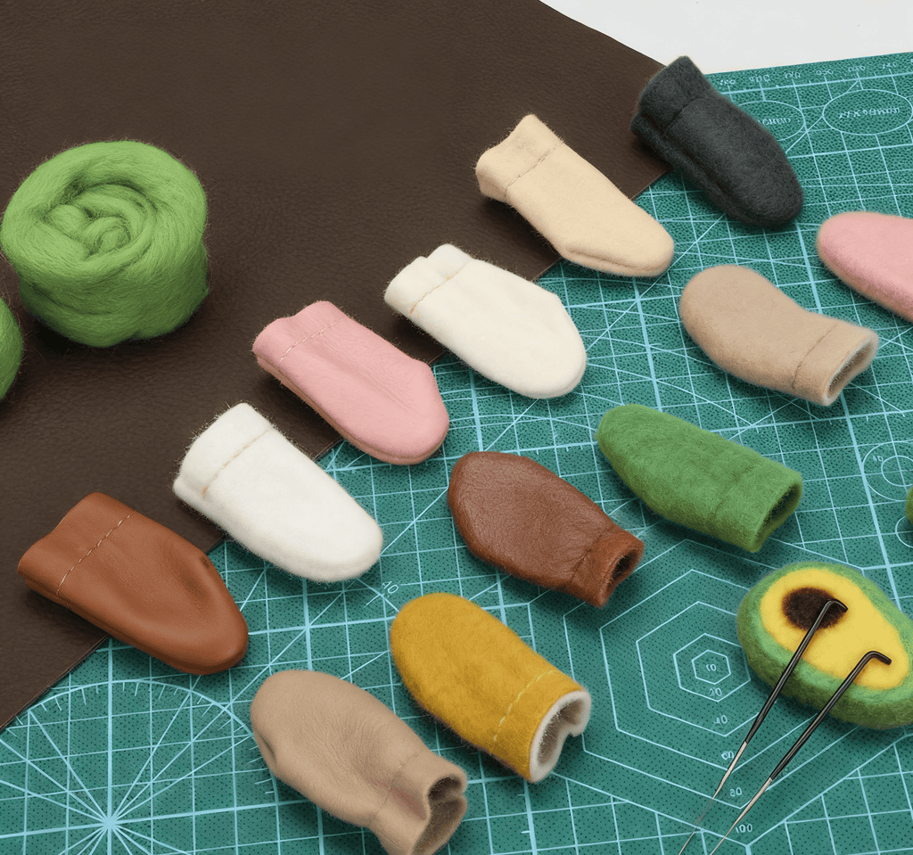 Pair of Craft Sewing Needle Felt Leather Finger Protectors - image 2