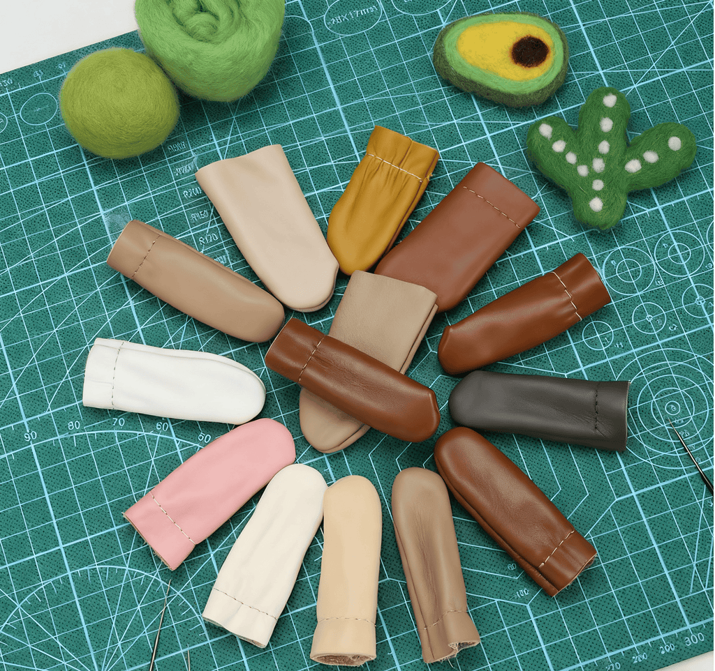 Pair of Craft Sewing Needle Felt Leather Finger Protectors - image 3
