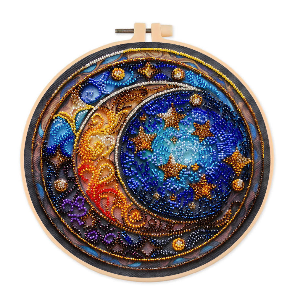 Rubbyoo Bead Embroidery Kit - Moom And Star | Diy Celestial Craft | Unique Celestial Art - 20*20cm - image 0