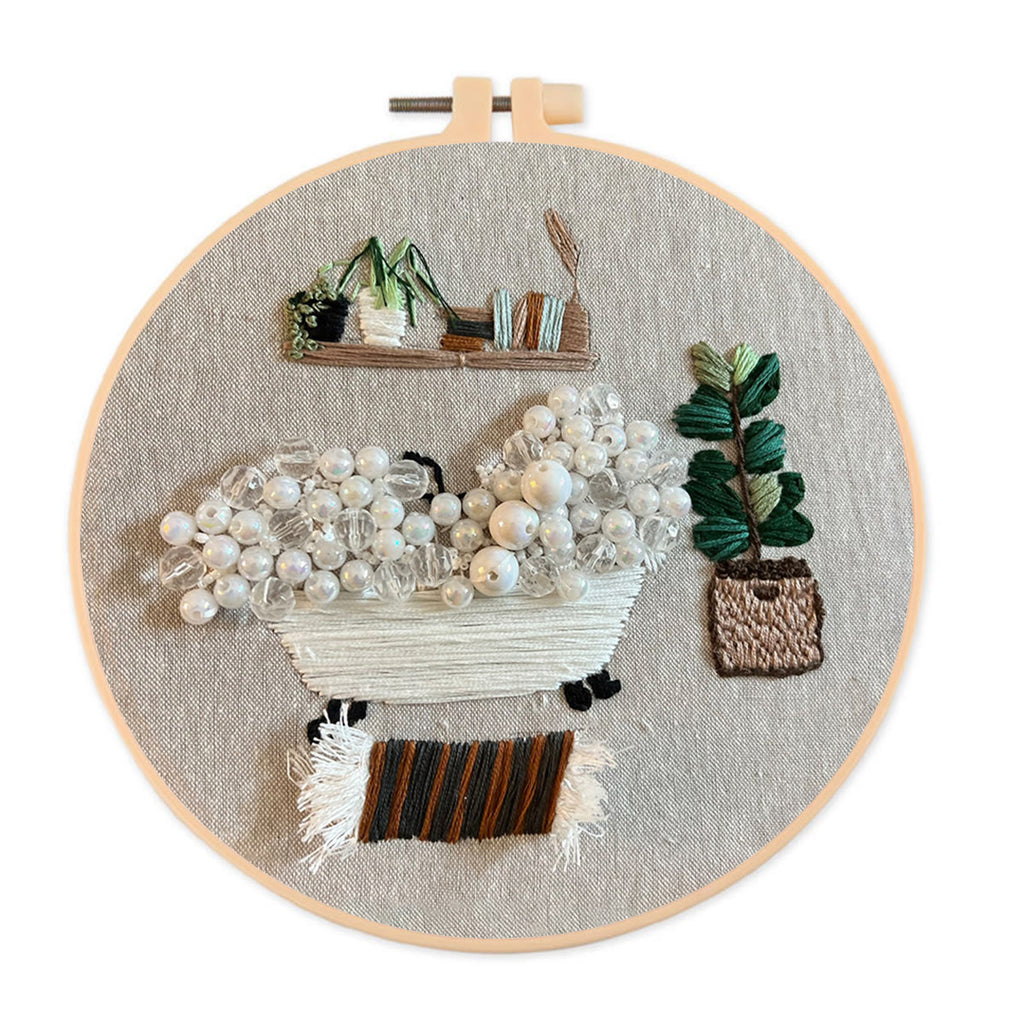 Rubbyoo Bead Embroidery Kit - Cozy Bath | Easy Handmade Artcraft | Nice Home Ornament - 20*20cm - image 0