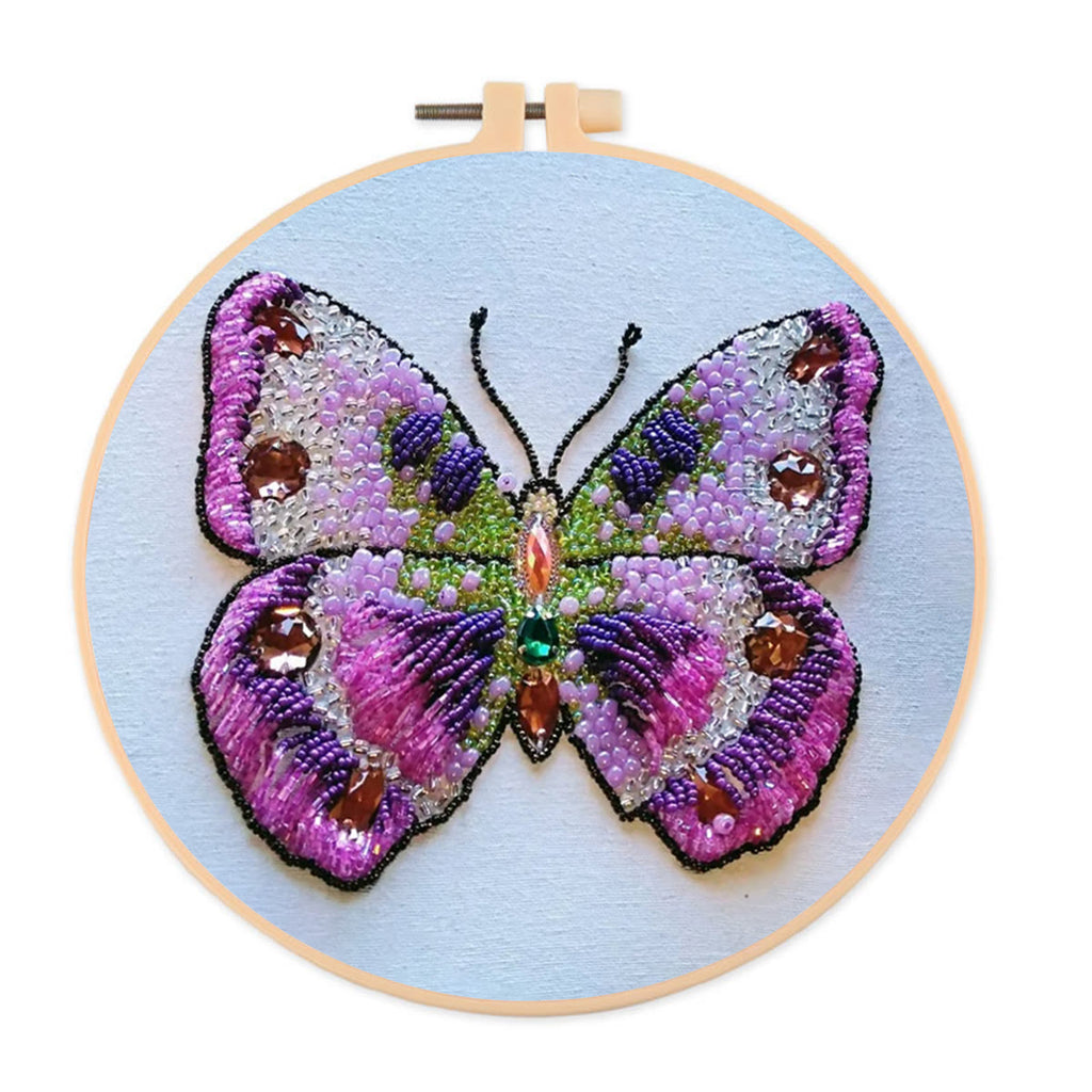 Rubbyoo Bead Embroidery Kit - Pink Butterfly | Diy Decorative Handcraft | Thoughtful Birthday Gift - 20*20cm - image 0