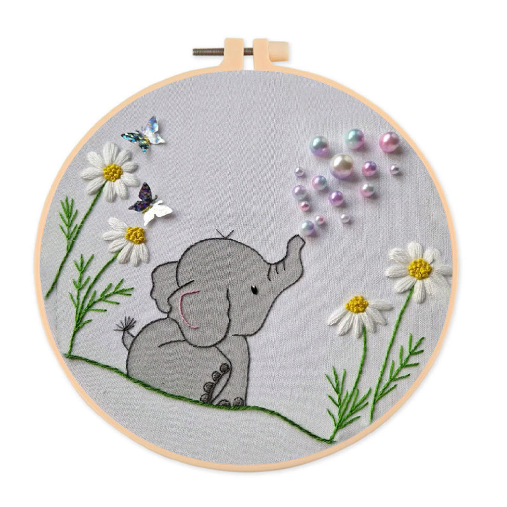 Rubbyoo Bead Embroidery Kit - Baby Elephant | Diy Animal Craft | Perfect Art For Home Decor  - 15*15cm - image 0