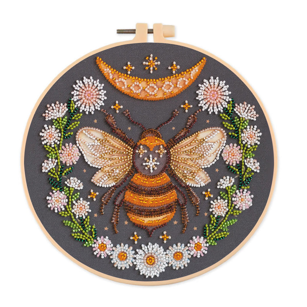 Rubbyoo Bead Embroidery Kit - Floral Bee | Diy Handicraft Collection | Exquisite Needle Art - 20*20cm - image 0