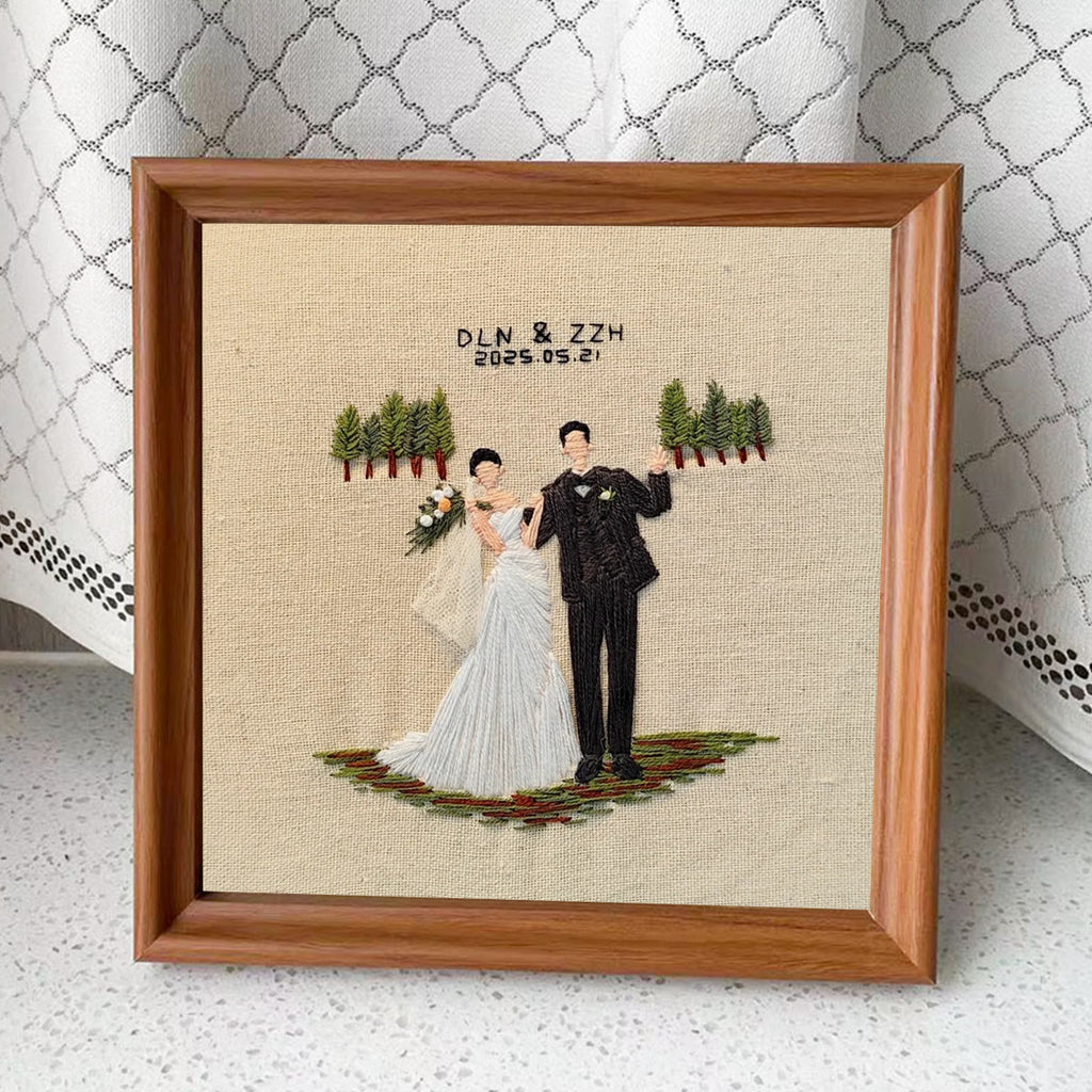 Rubbyoo Embroidery Kit - Sweet Couple | Unique Wedding Gifts | Diy Anniversary Craft - Embroidery Kit Plus An Extra Frame - image 5
