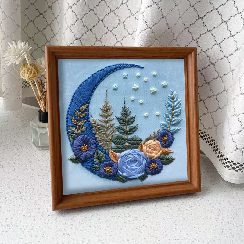 Rubbyoo Embroidery Kit - Floral Moom | Diy Celestial Craft | Perfect Home Decor  - Embroidery Kit Plus An Extra Frame - image 9