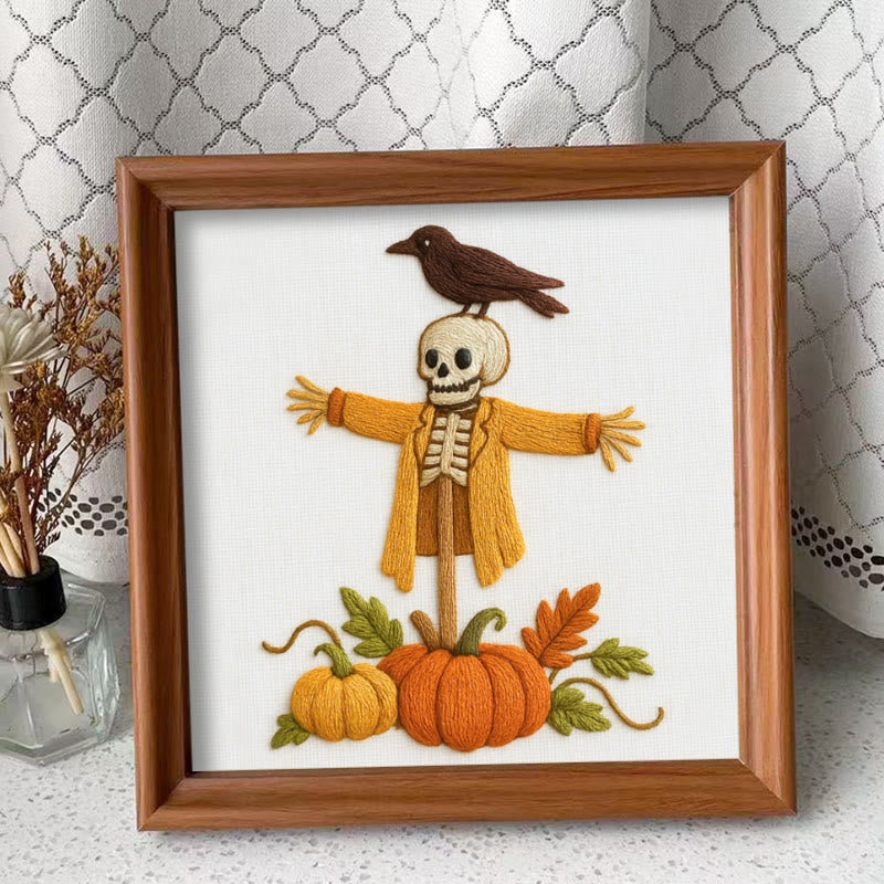 Rubbyoo Embroidery Kit - Spooky Scarecrow | Creative Halloween Craft | Nice Hanging Decor - Embroidery Kit Plus An Extra Frame - image 9