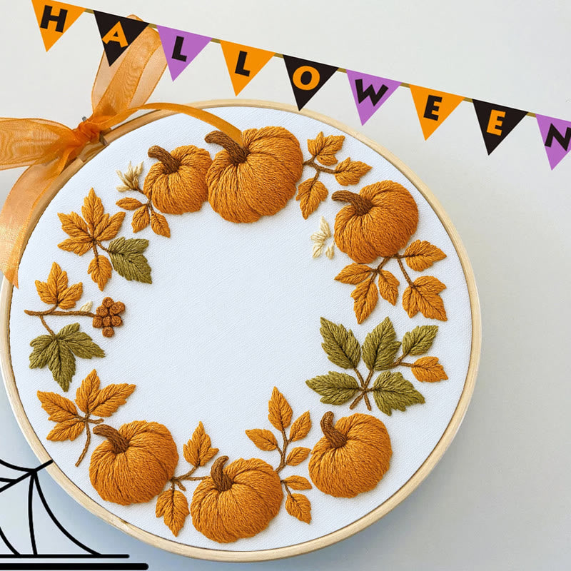 Rubbyoo Embroidery Kit - Pumpkin Wreath | Creative Needle Art | Easy Halloween Handicraft - image 6