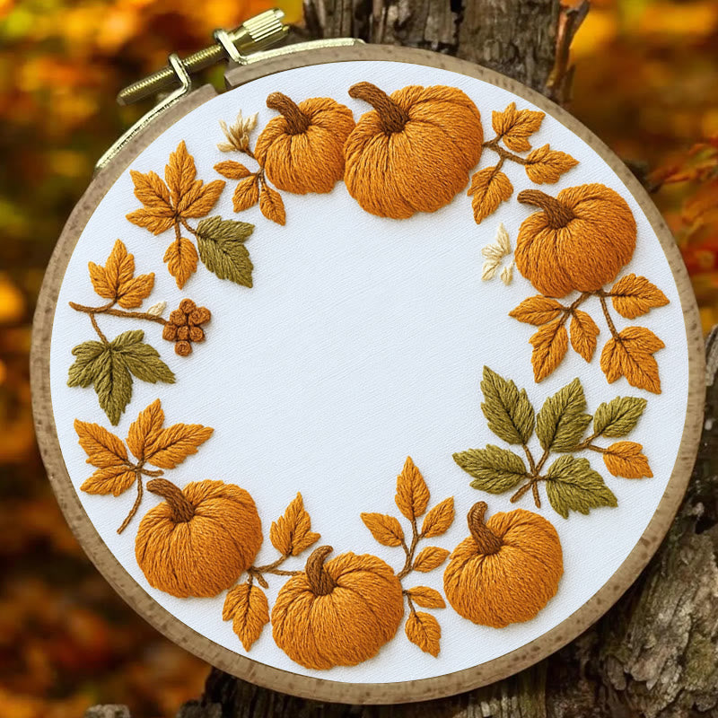Rubbyoo Embroidery Kit - Pumpkin Wreath | Creative Needle Art | Easy Halloween Handicraft - image 4