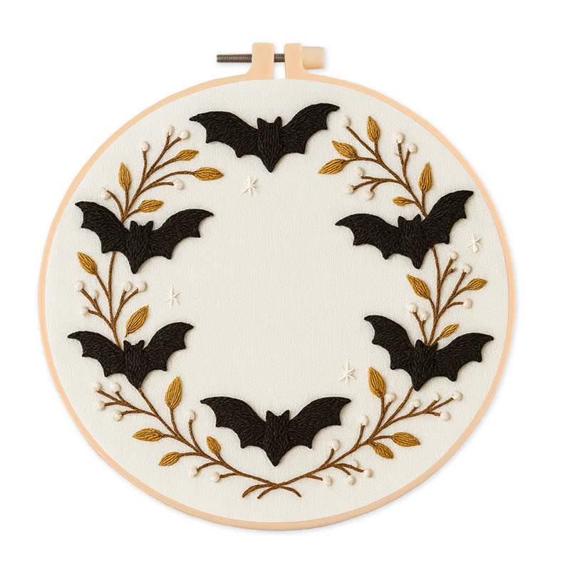 Rubbyoo Embroidery Kit - Halloween Bats | Easy Needle Craft | Perfect For Home Decor - 20*20cm - image 0