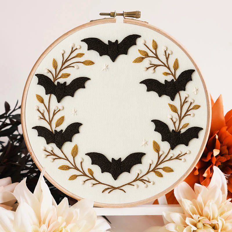 Rubbyoo Embroidery Kit - Halloween Bats | Easy Needle Craft | Perfect For Home Decor - image 1