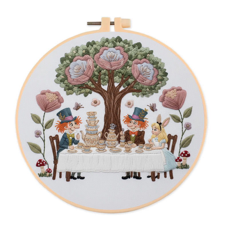 Rubbyoo Embroidery Kit - Happy Tea Time | Personalized Needle Craft | Nice Gift For Home Decor - 20*20cm - image 0