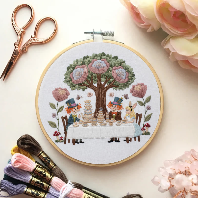 Rubbyoo Embroidery Kit - Happy Tea Time | Personalized Needle Craft | Nice Gift For Home Decor - image 1