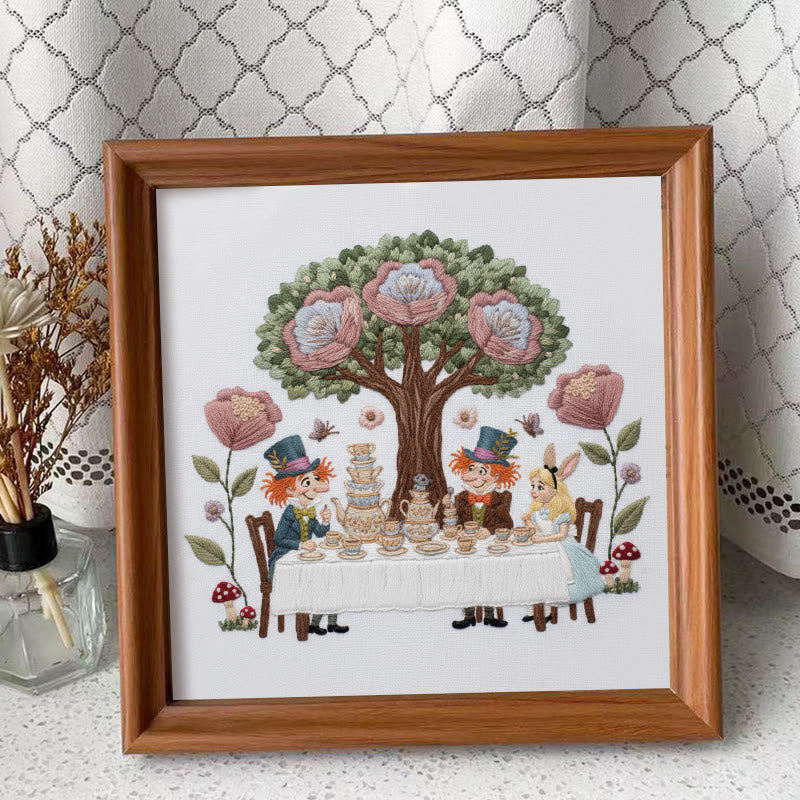 Rubbyoo Embroidery Kit - Happy Tea Time | Personalized Needle Craft | Nice Gift For Home Decor - Embroidery Kit Plus An Extra Frame - image 7