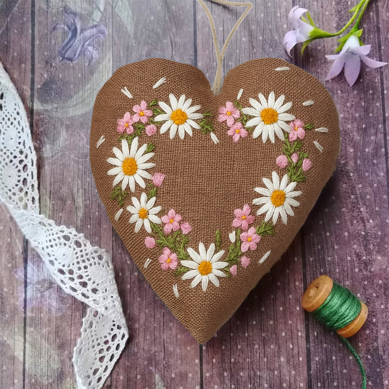 Rubbyoo Heart Embroidery Kit - Little Daisy | Floral Hanging Craft | Diy Fashion Accessories - image 2