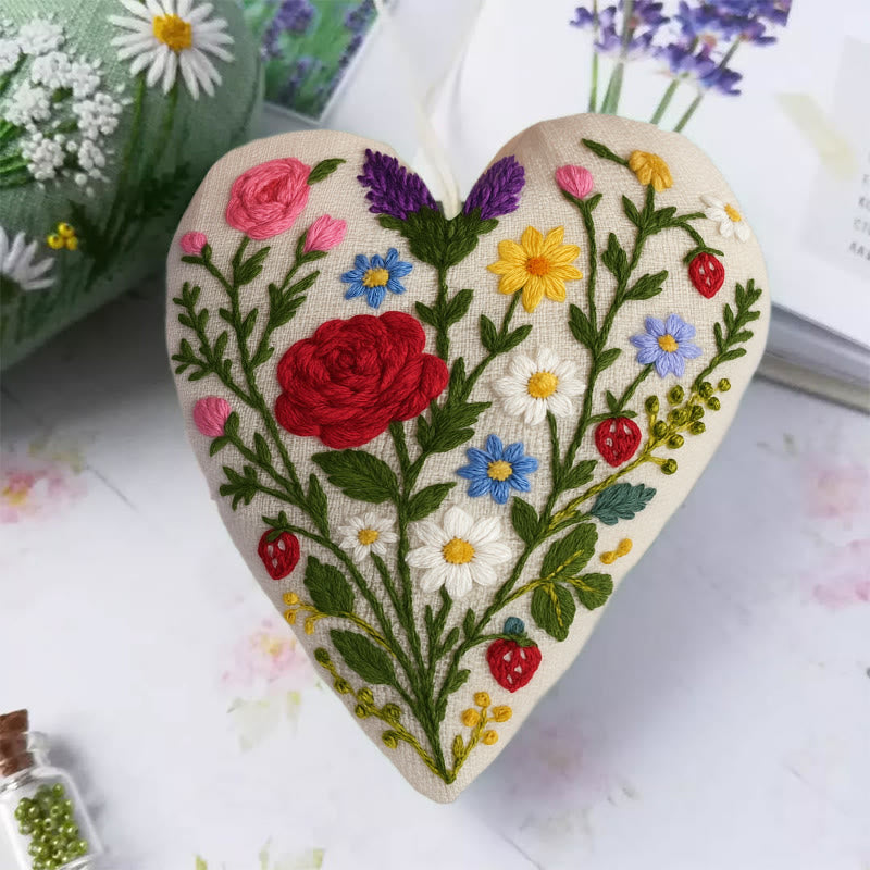 Rubbyoo Heart Embroidery Kit - Charming Rose | Perfect Gift For Her | Diy Craft For Flower Lovers - image 1