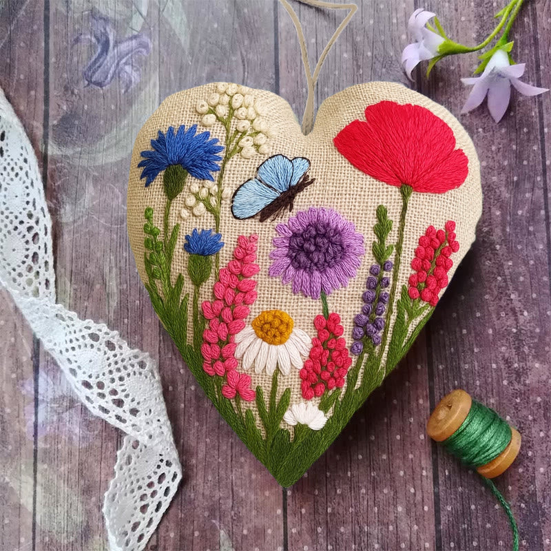 Rubbyoo Heart Embroidery Kit - Spring View | Diy Flower Art | Perfect Handicraft For Her - image 2